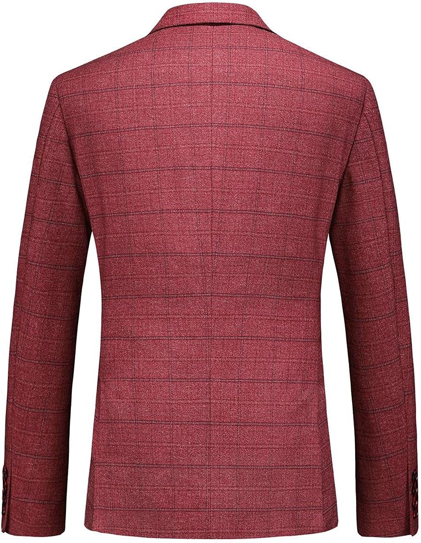 Mens Plaid Blazer Sports Coat Casual Slim Fit Checkered Blazer for Men Wedding