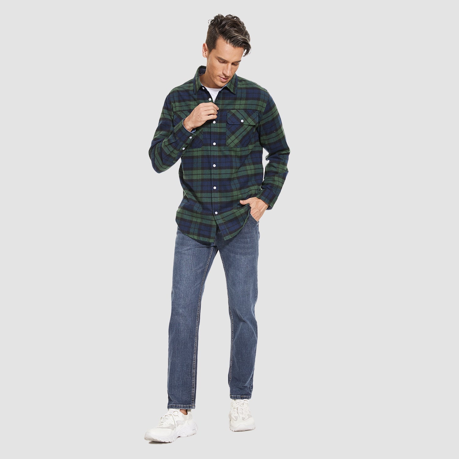 DriDa Katoenen Flanellen Overhemd – Casual Geruit Button-Up
