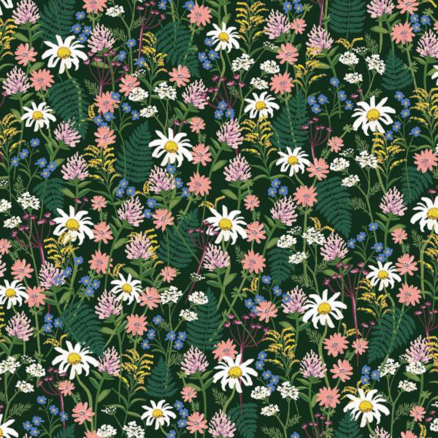 DriDa Voorgestrikte Vlinderdas Heren – Wilde Bloemen in Donkergroen