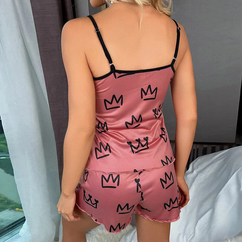 DriDa Vrouwen Zijden Satijnen Pyjama Set
