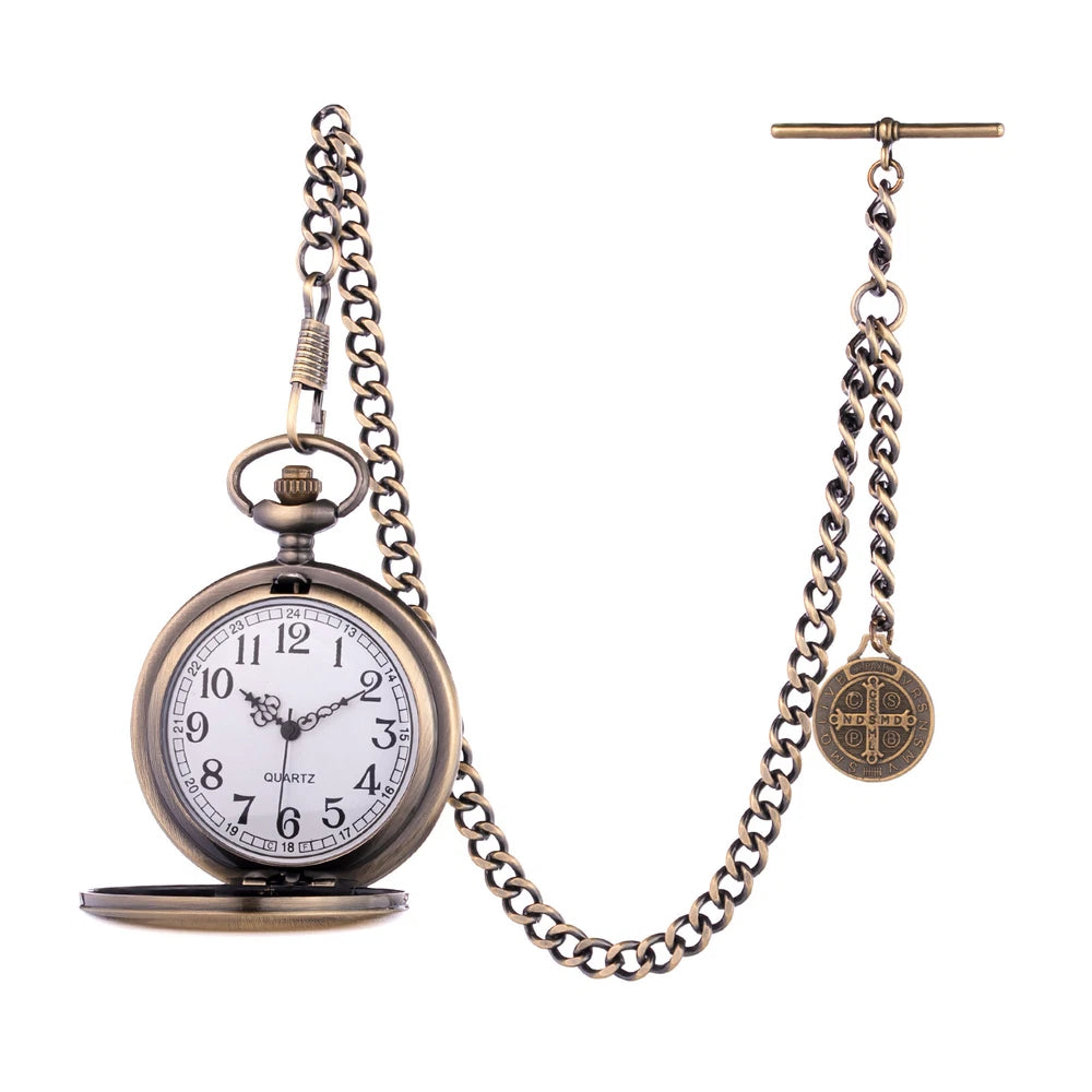 Antiek Design Quartz Zakhorloge met Albert Ketting en Cadeau Zakje