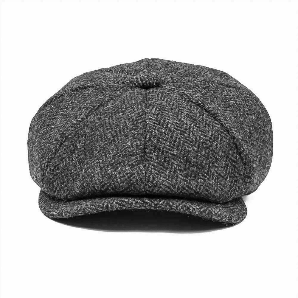 DriDa Kwalitatieve Wolmix Grijze Tweed Newsboy Cap