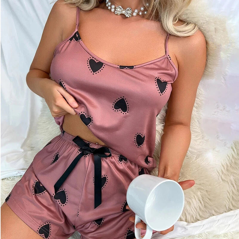 DriDa Vrouwen Zijden Satijnen Pyjama Set