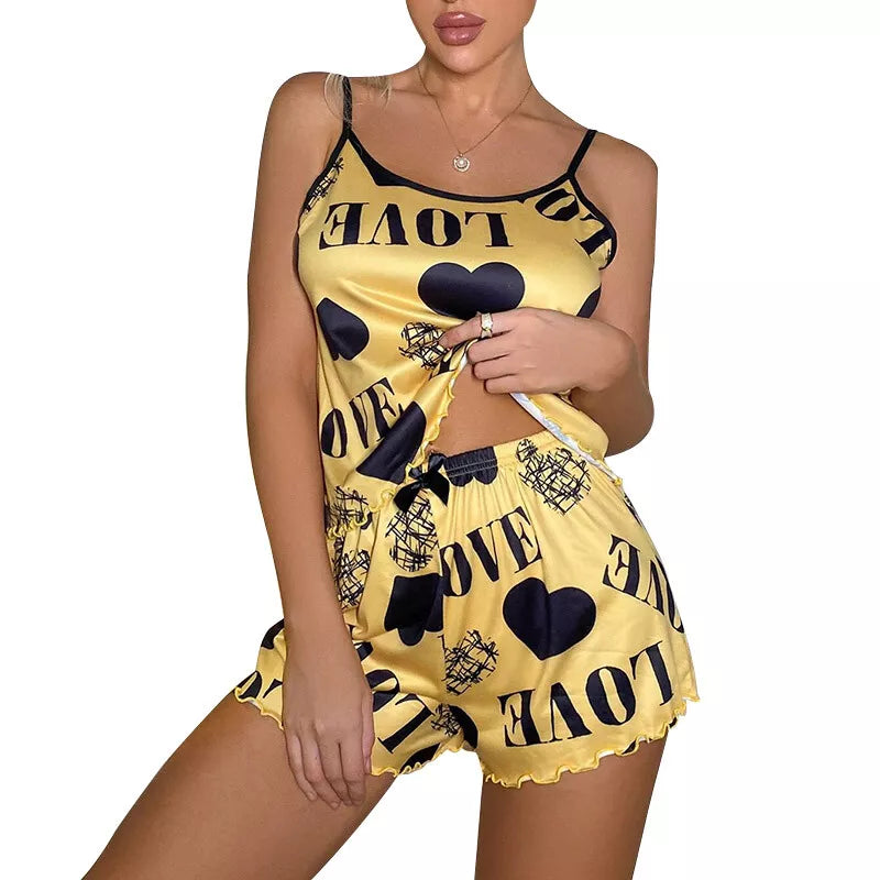 DriDa Vrouwen Zijden Satijnen Pyjama Set