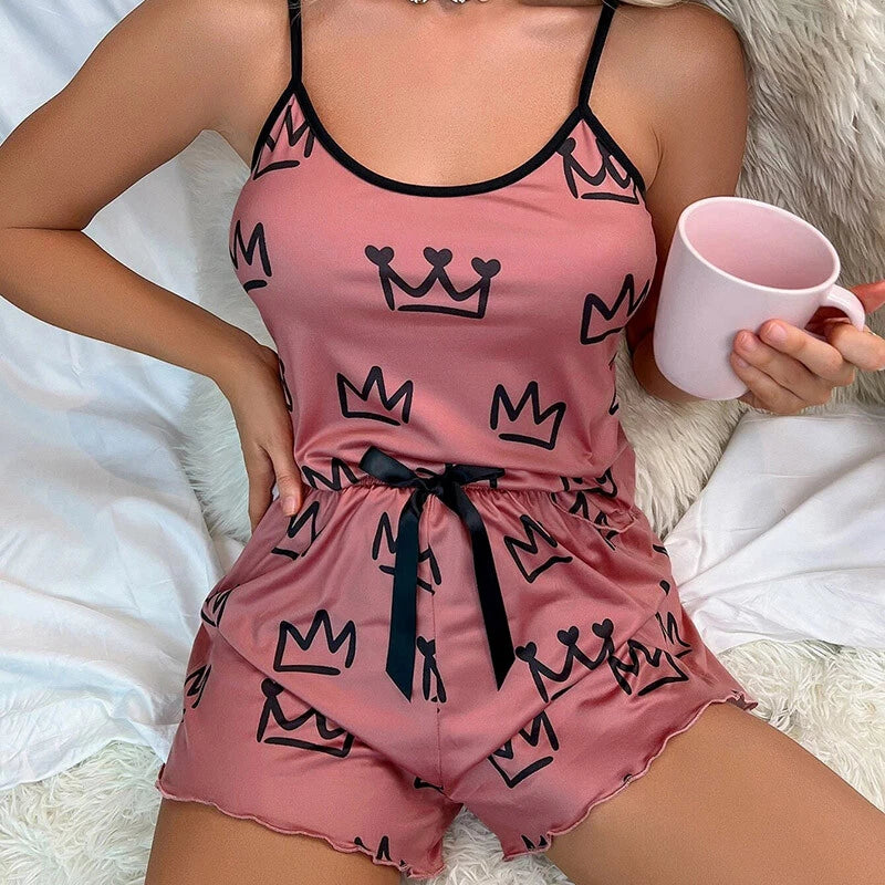 DriDa Vrouwen Zijden Satijnen Pyjama Set