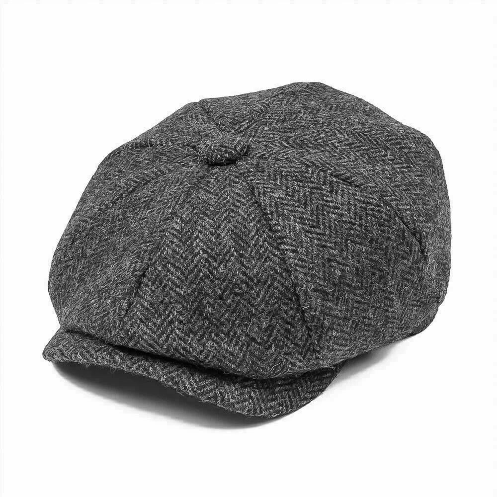 DriDa Kwalitatieve Wolmix Grijze Tweed Newsboy Cap