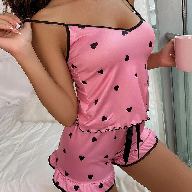 DriDa Vrouwen Zijden Satijnen Pyjama Set