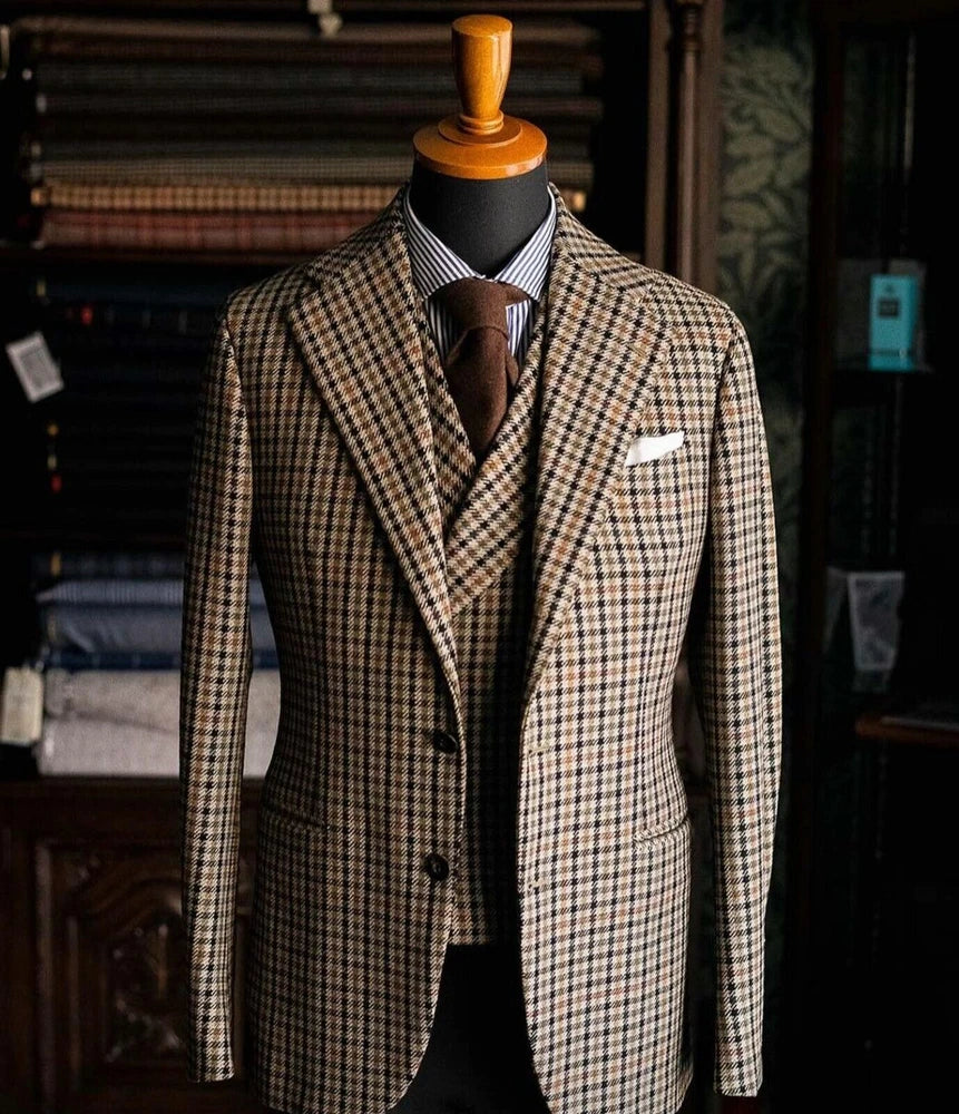 Houndstooth 3-delige Slim Fit Set