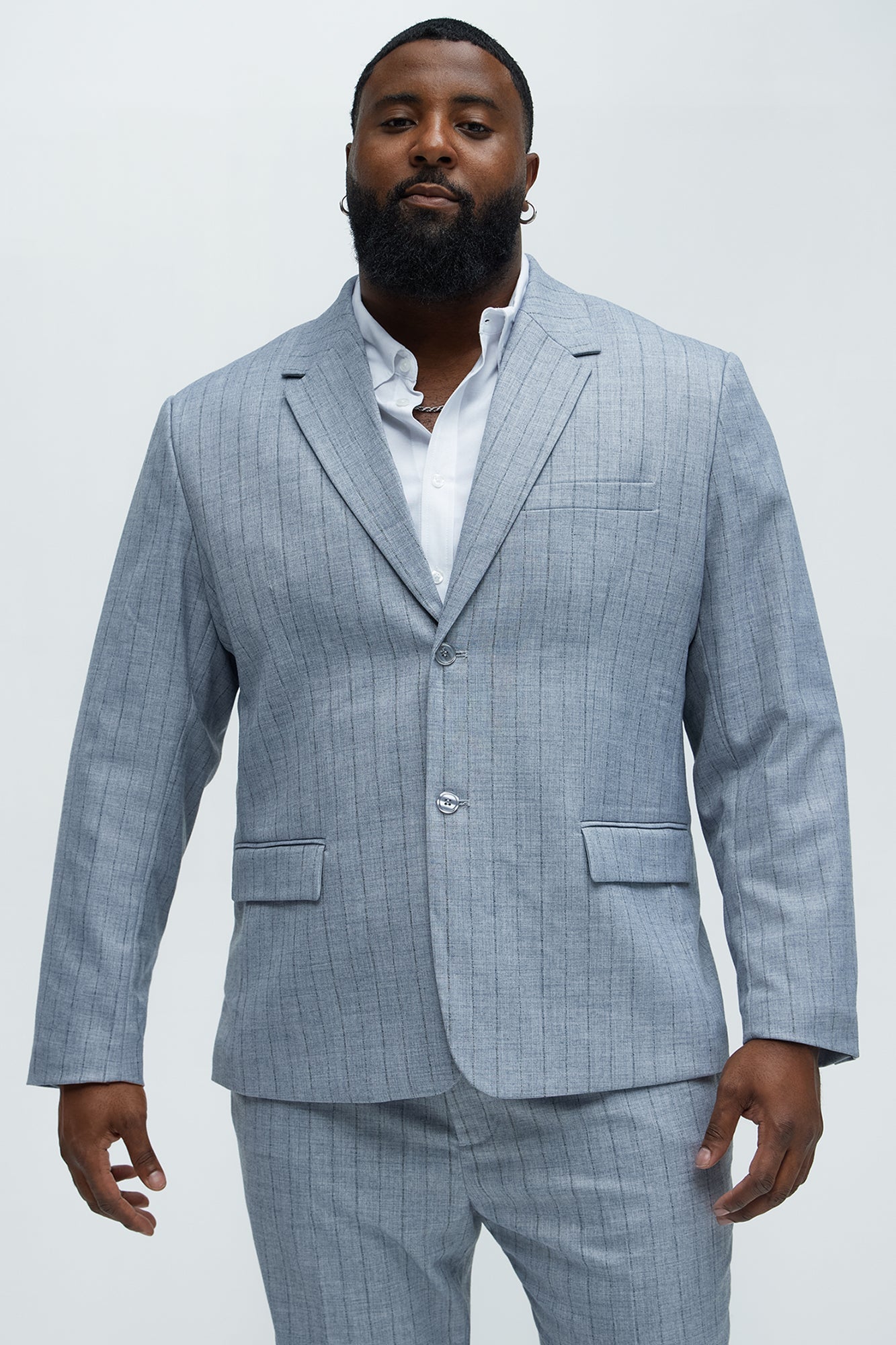 DriDa Roswel Getextureerde Blazer met Strepen – Grijs