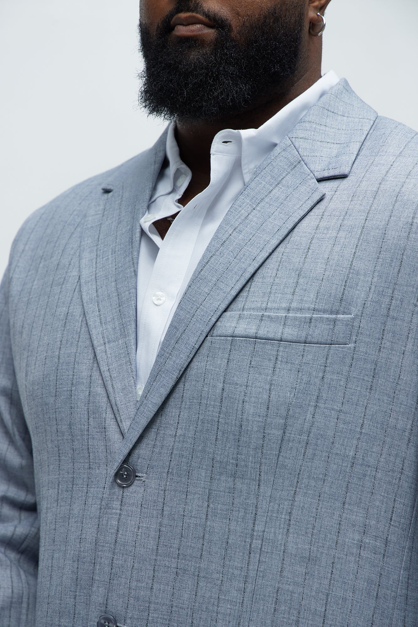 DriDa Roswel Getextureerde Blazer met Strepen – Grijs