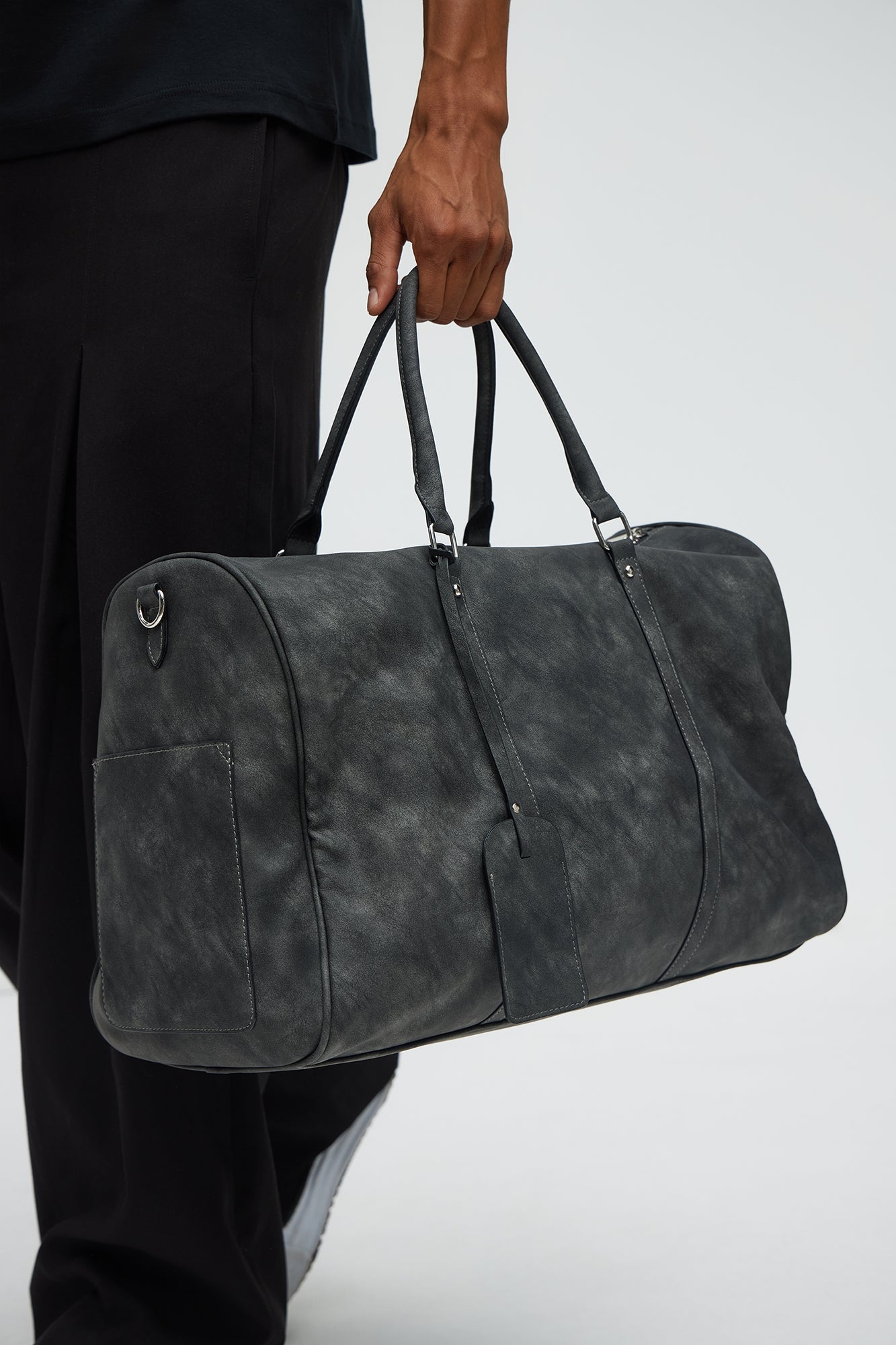 DriDa Next Stop Gewassen Faux Leren Duffeltas – Zwart