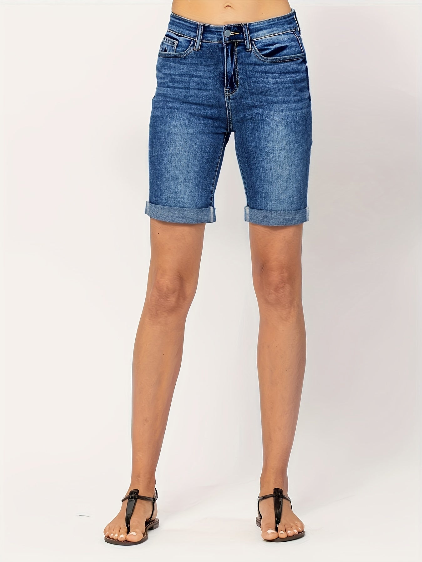 Blauwe Slim Fit Denim Shorts