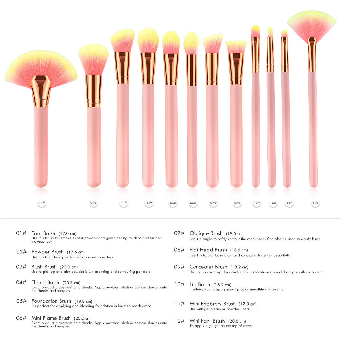 12-delige Schoonheid Make-up Kwasten