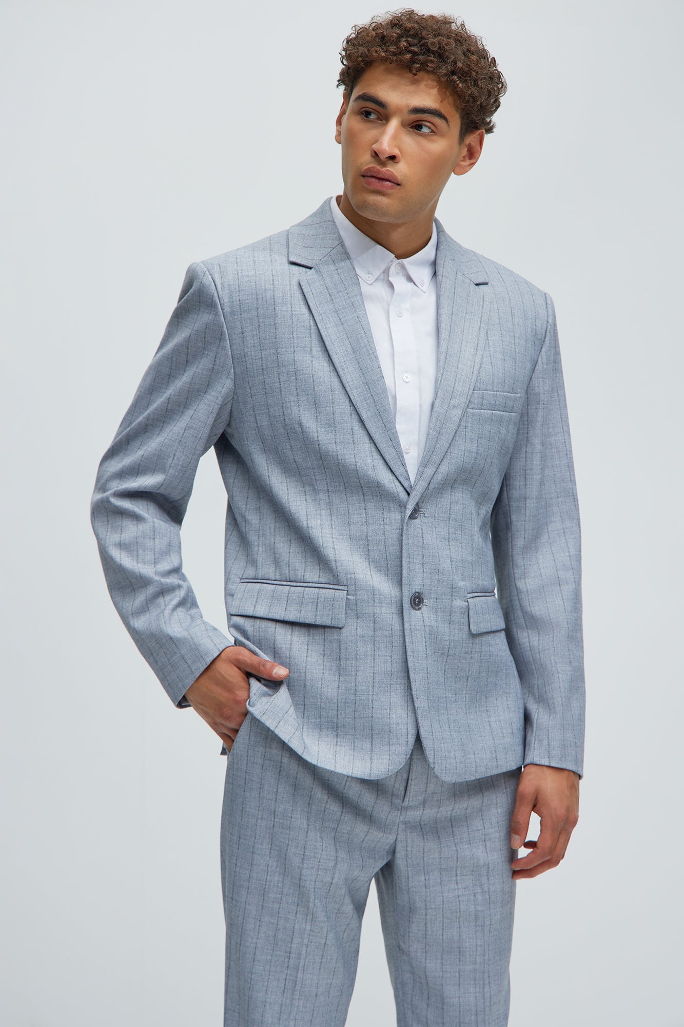 DriDa Roswel Getextureerde Blazer met Strepen – Grijs