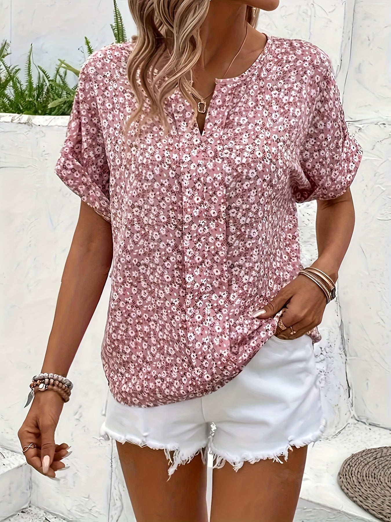 Roze Bloemenprint Blouse - DriDa