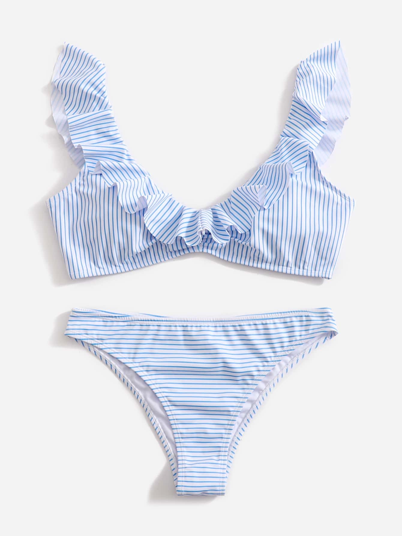 Schattig Gestreept Dames bikini sets Rimpeling Tie Terug - Mode-Madness