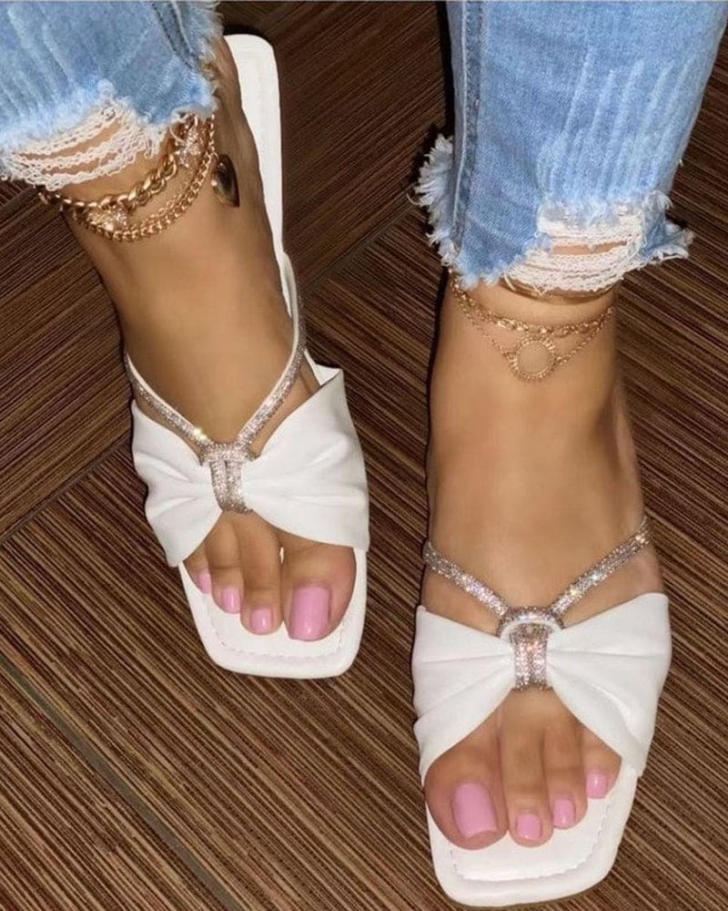 Mila Sandalen met effen kleur en strik