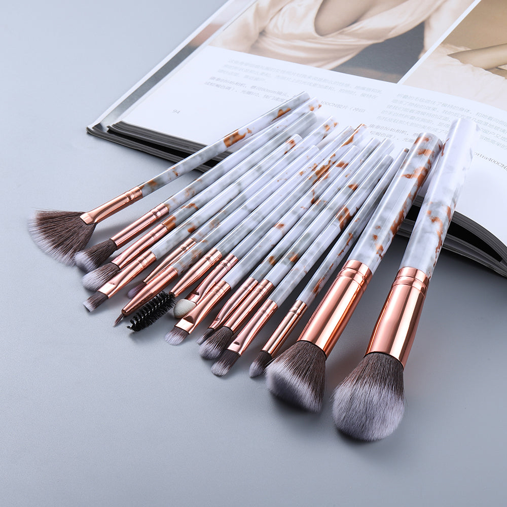 15 Make-up Kwasten Set met Marmeren Ontwerp