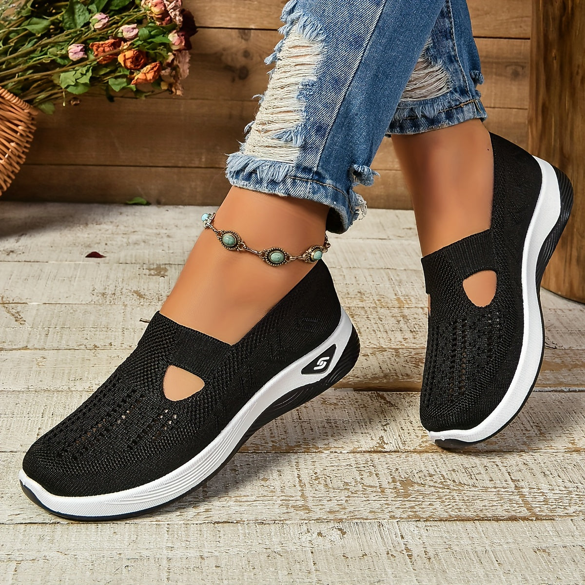 Donkergroene Cut-out Sneakers