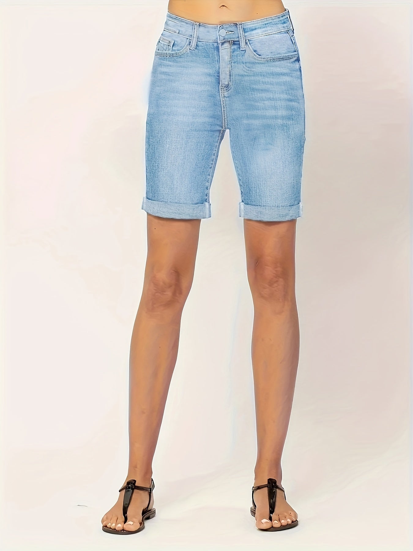 Blauwe Slim Fit Denim Shorts