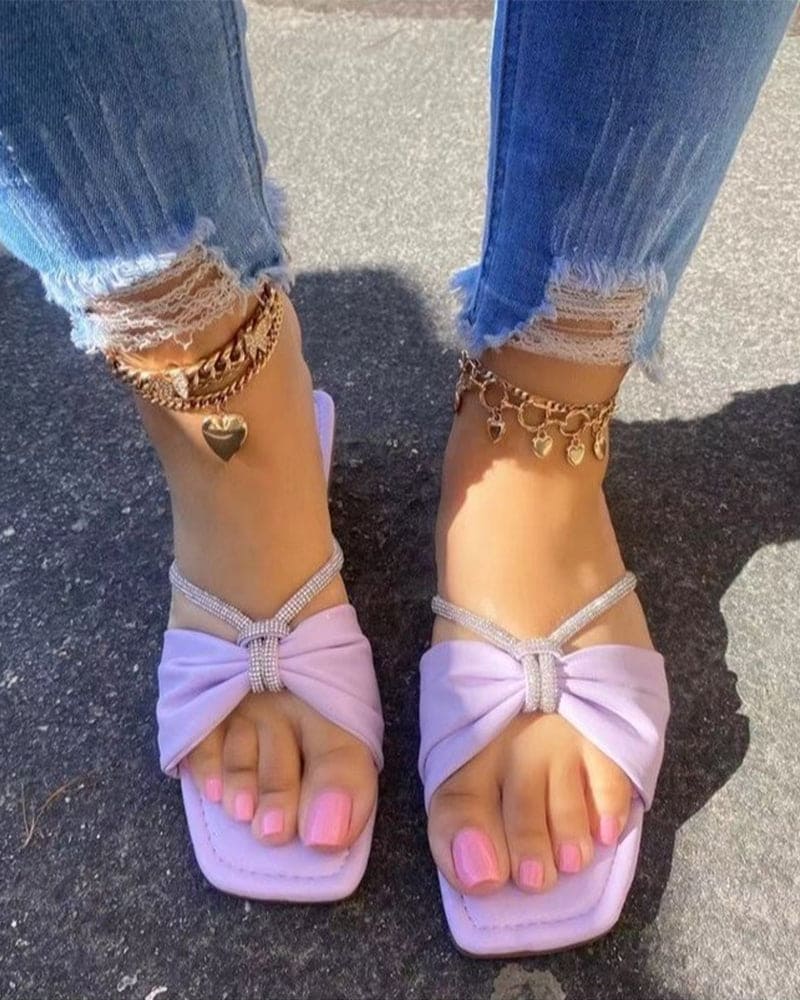 Mila Sandalen met effen kleur en strik