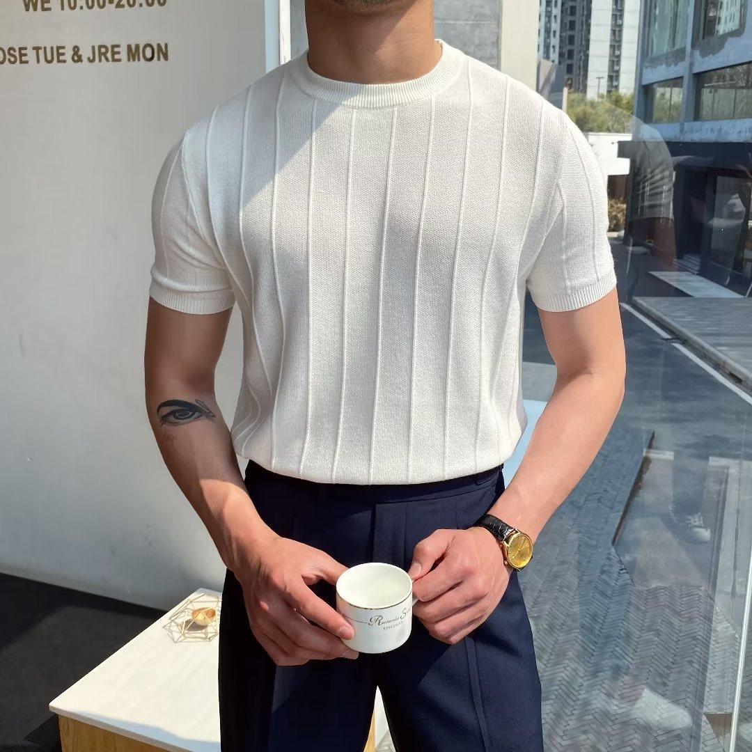 DriDa geribbeld T-shirt met ronde hals