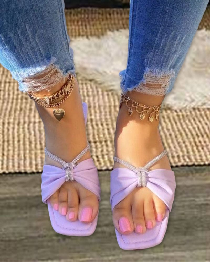 Mila Sandalen met effen kleur en strik