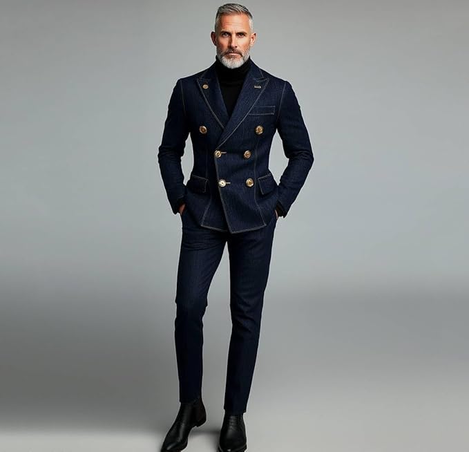 Donkerblauw Denim Herenkostuum