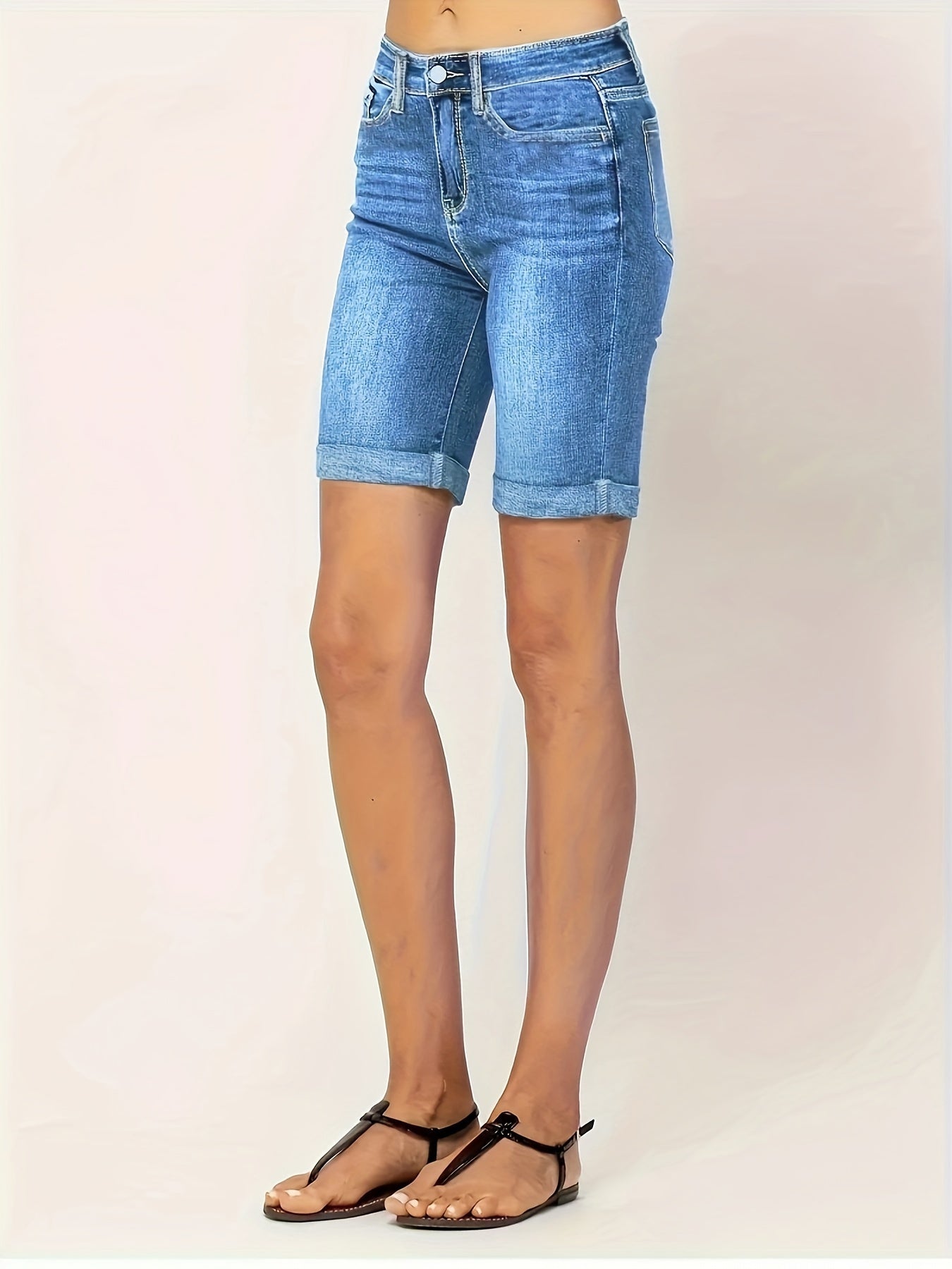 Blauwe Slim Fit Denim Shorts