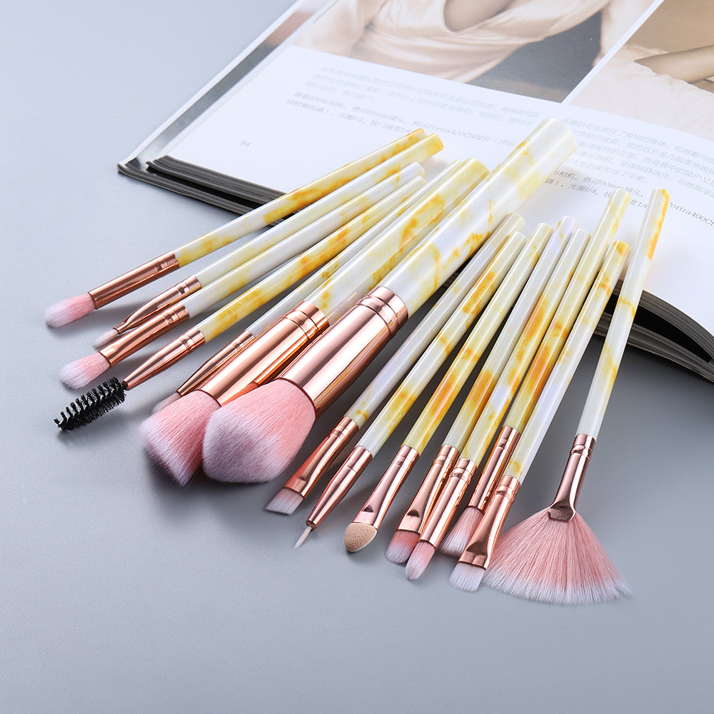 15 Make-up Kwasten Set met Marmeren Ontwerp