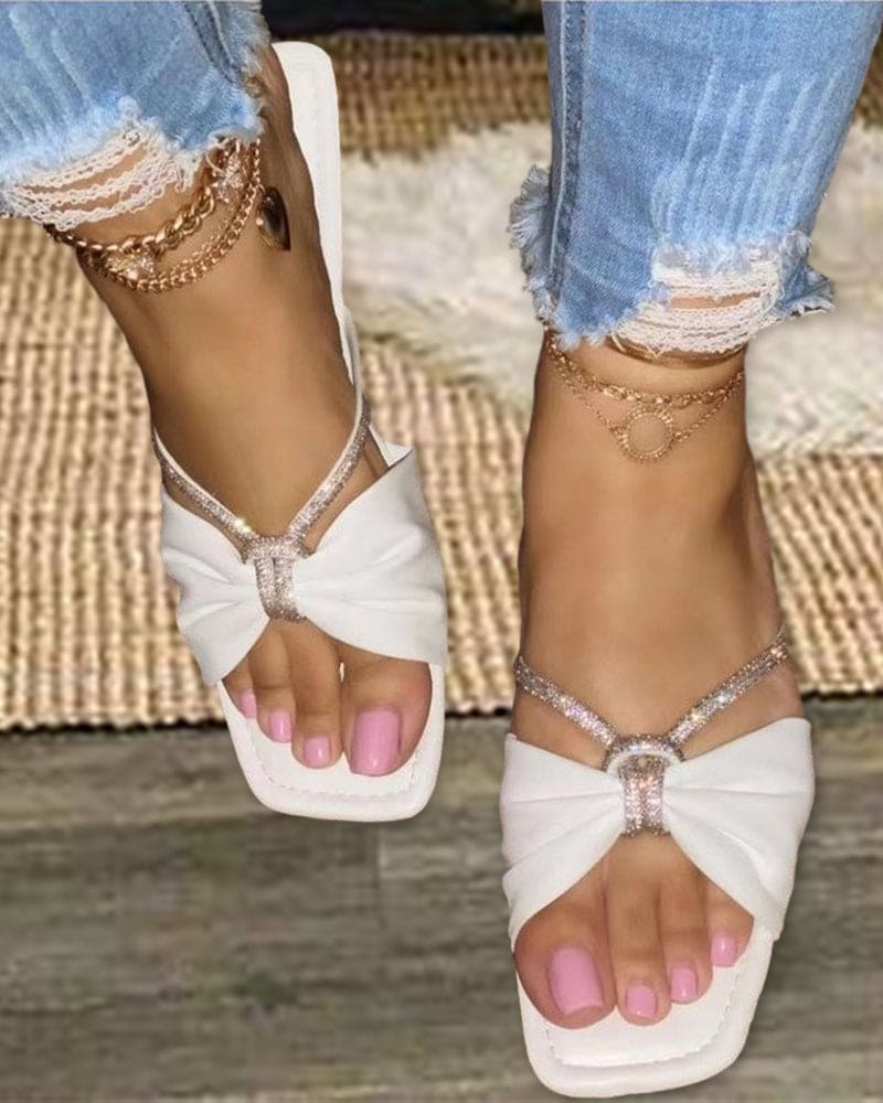 Mila Sandalen met effen kleur en strik