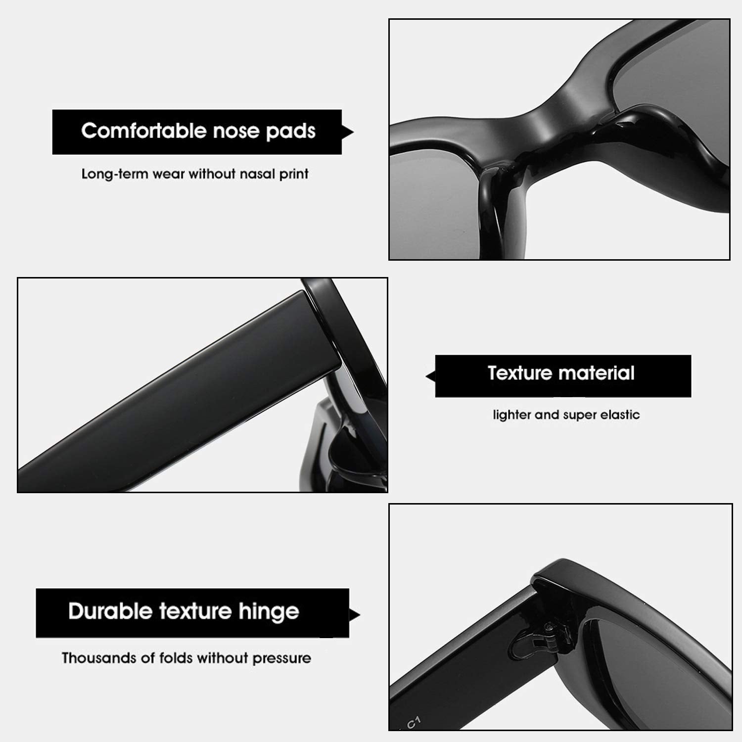 BUTABY Rectangle Sunglasses for Women Retro Driving Glasses 90’s Vintage Fashion Narrow Square Frame UV400 Protection Black & Leopard