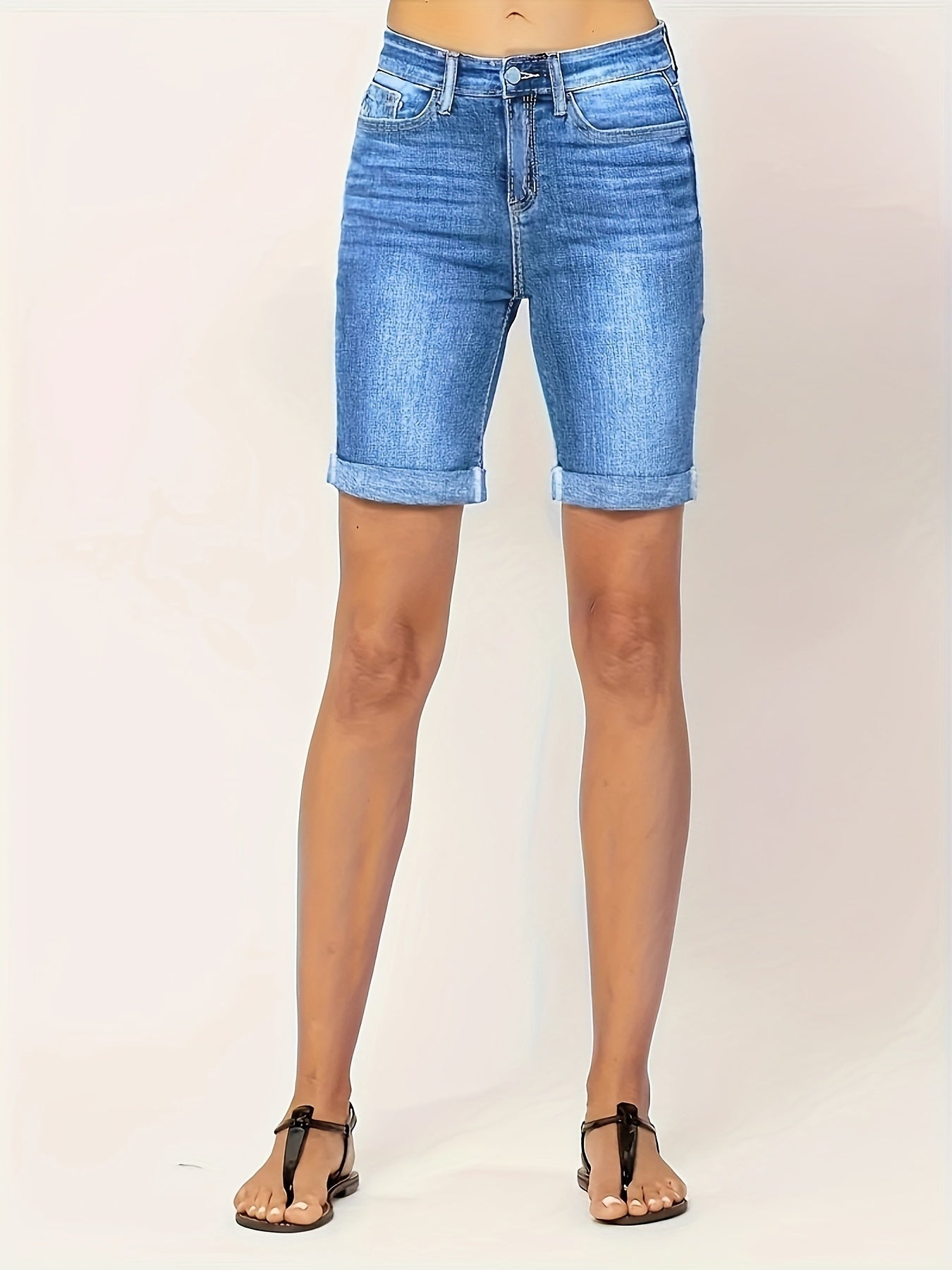 Blauwe Slim Fit Denim Shorts