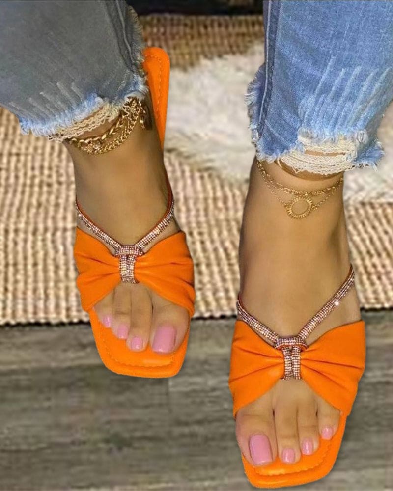 Mila Sandalen met effen kleur en strik