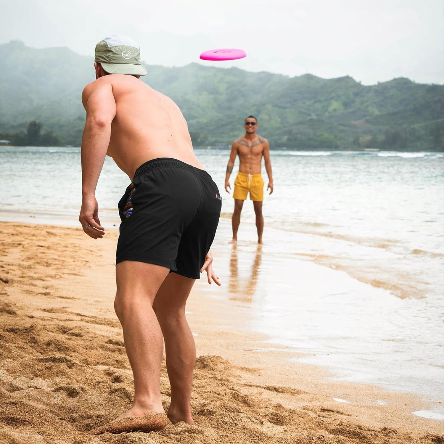 Mens Casual Shorts Elastic Waist Drawstring Summer Beach Shorts Quick Dry Sports Athletic Golf Shorts with Pockets
