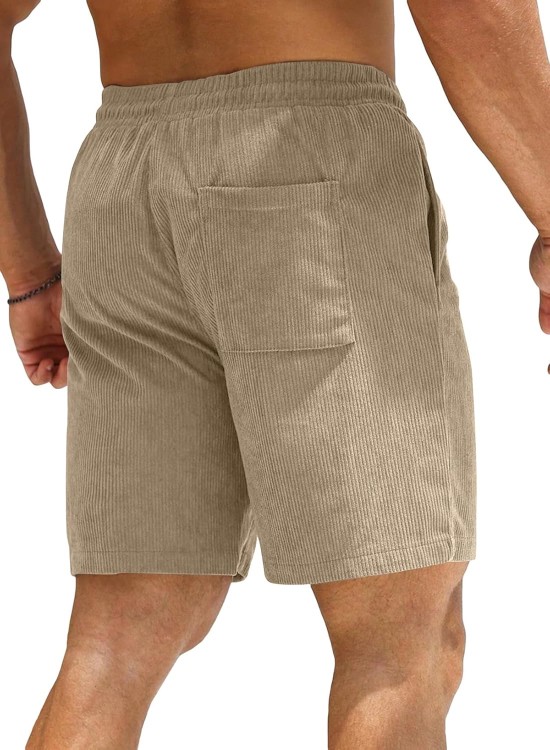 JMIERR Men's Corduroy Shorts Casual Elastic Waist Drawstring Lightweight Summer Beach Shorts