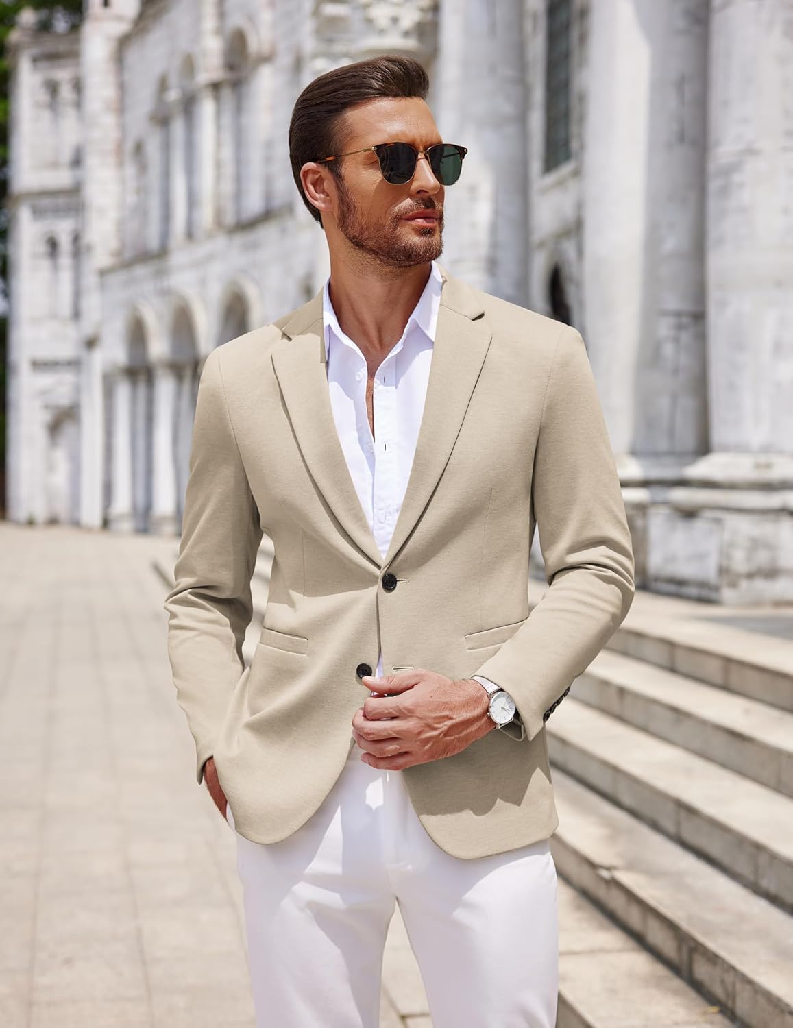 COOFANDY Men's Casual Knit Blazer Two Button Lightweight Sport Coats Suit Jacket