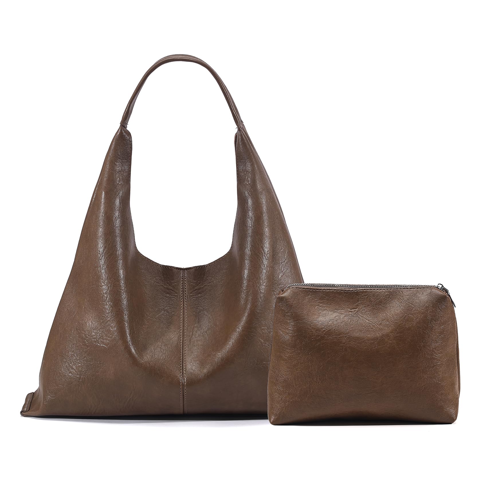 Hobo Shoulder Bag for Women Trendy Lightweight Soft Foldable Leather Hobo Tote Handbag with Coin Purse for Women