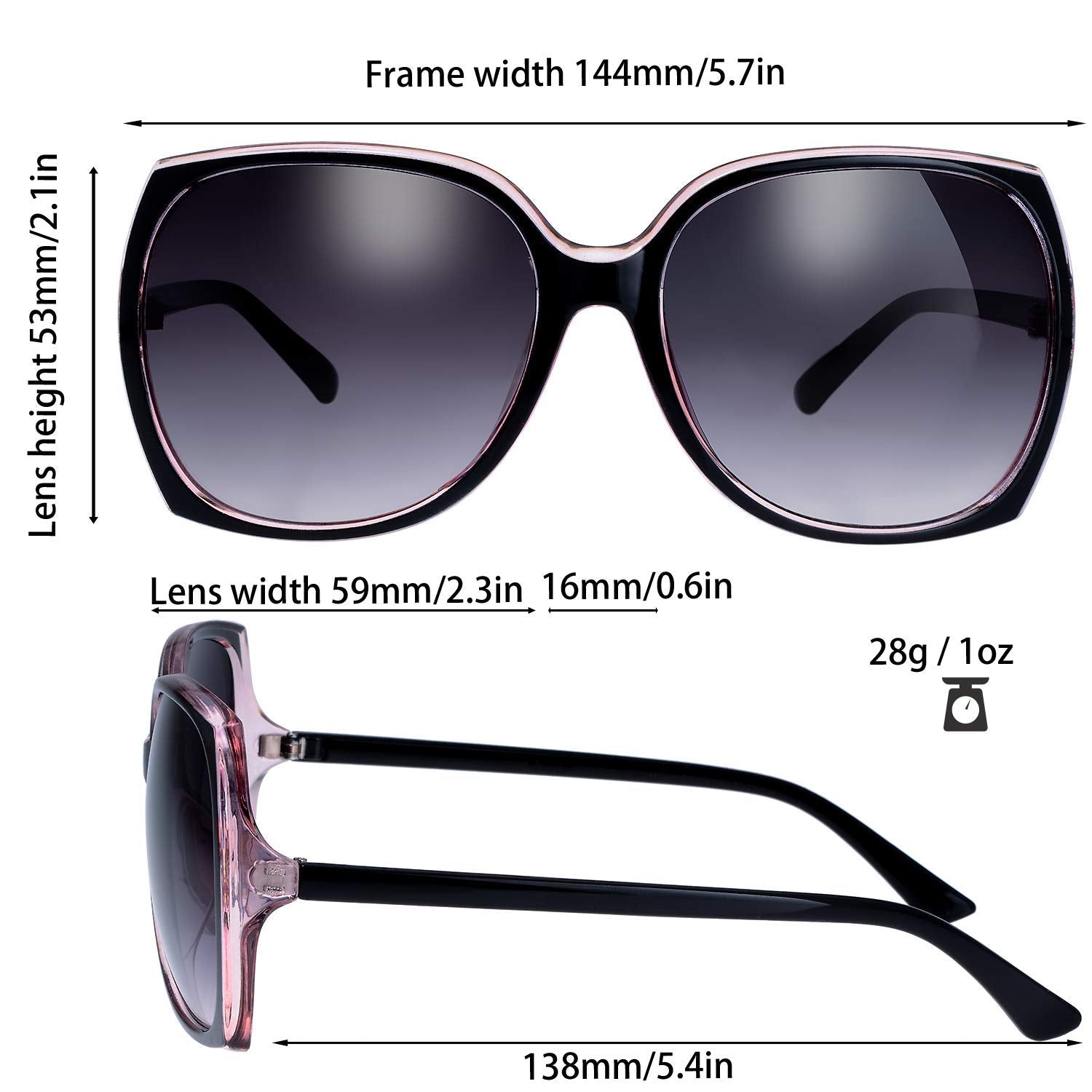 The Fresh Women's Square Jackie O Hybrid Butterfly Fashion Sunglasses - Exquisite Packaging (727704-Crystal brown/Black paint, Gradient Brown)