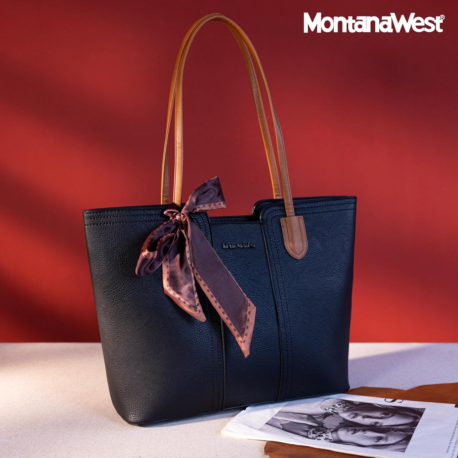Montana West Tote Bags for Women Medium Top Handle Handbags with Scarf