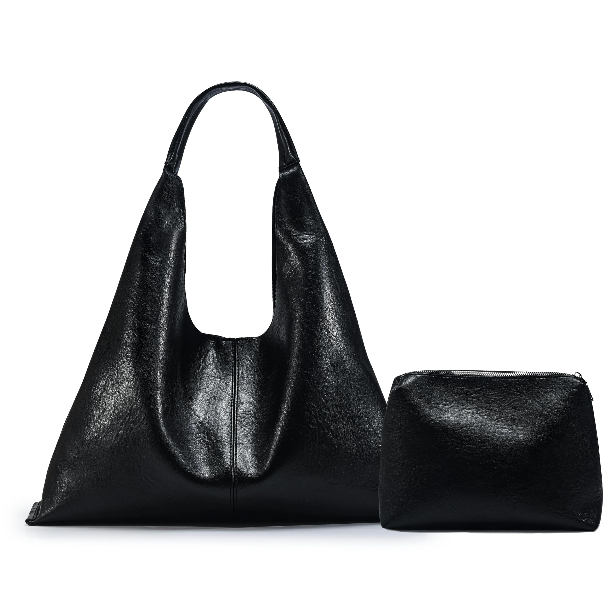 Hobo Shoulder Bag for Women Trendy Lightweight Soft Foldable Leather Hobo Tote Handbag with Coin Purse for Women