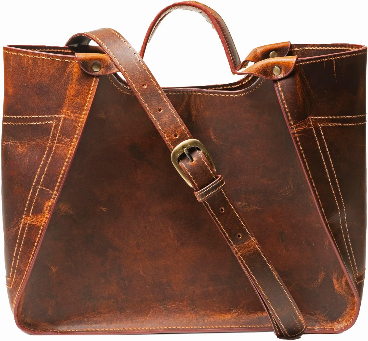 Genuine Full Grain Leather Shoulder Tote Bag for Women
