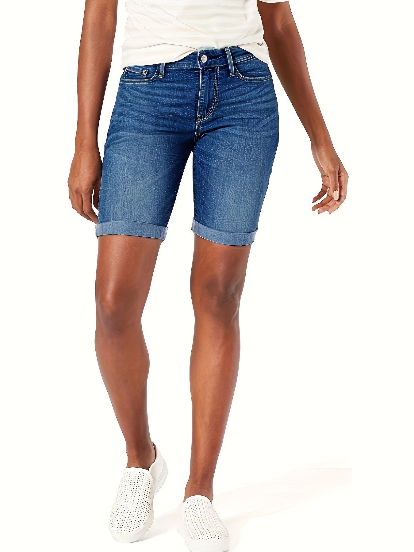 Blauwe Slim Fit Denim Shorts