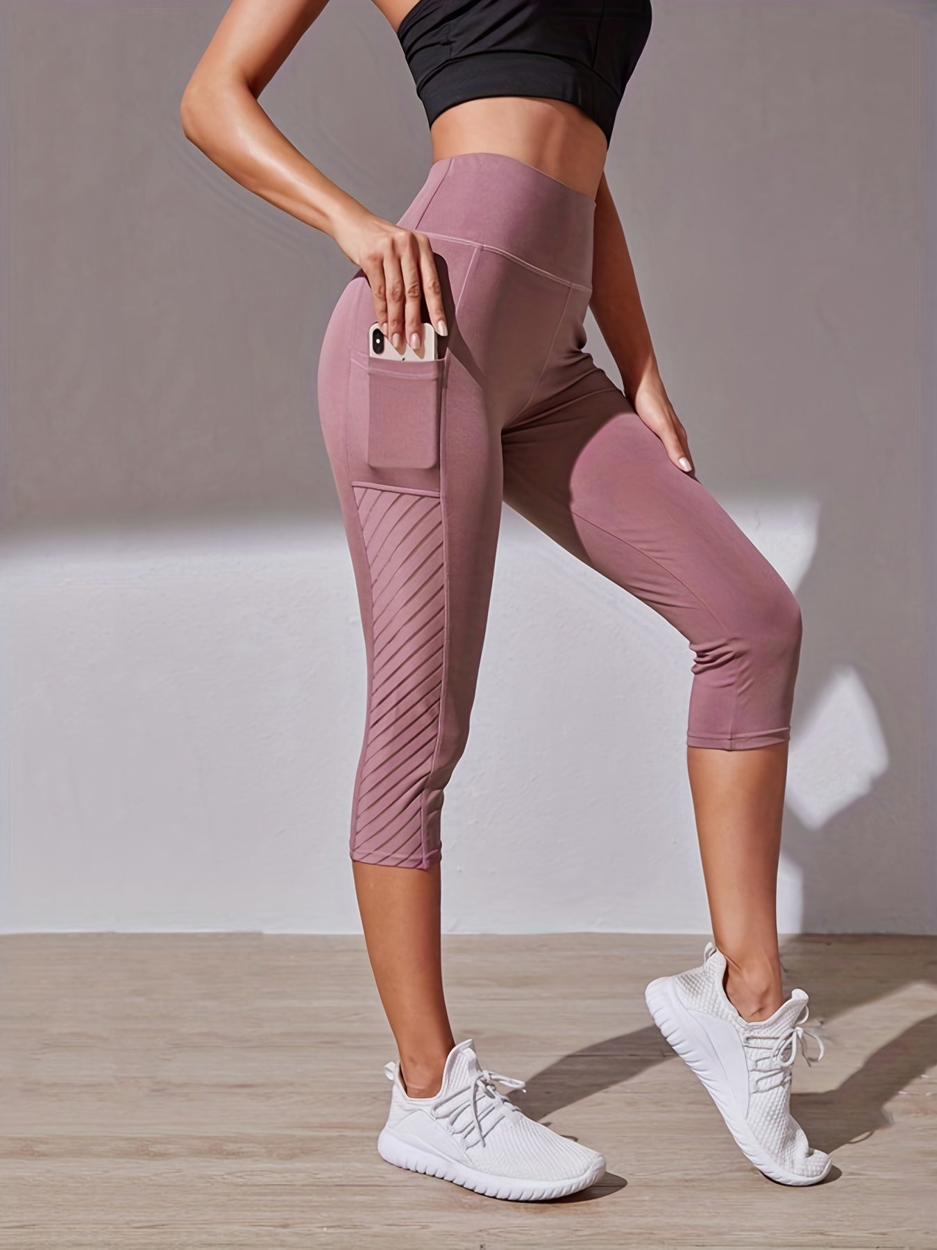 Roze High Waist Mesh Capri Leggings - DriDa