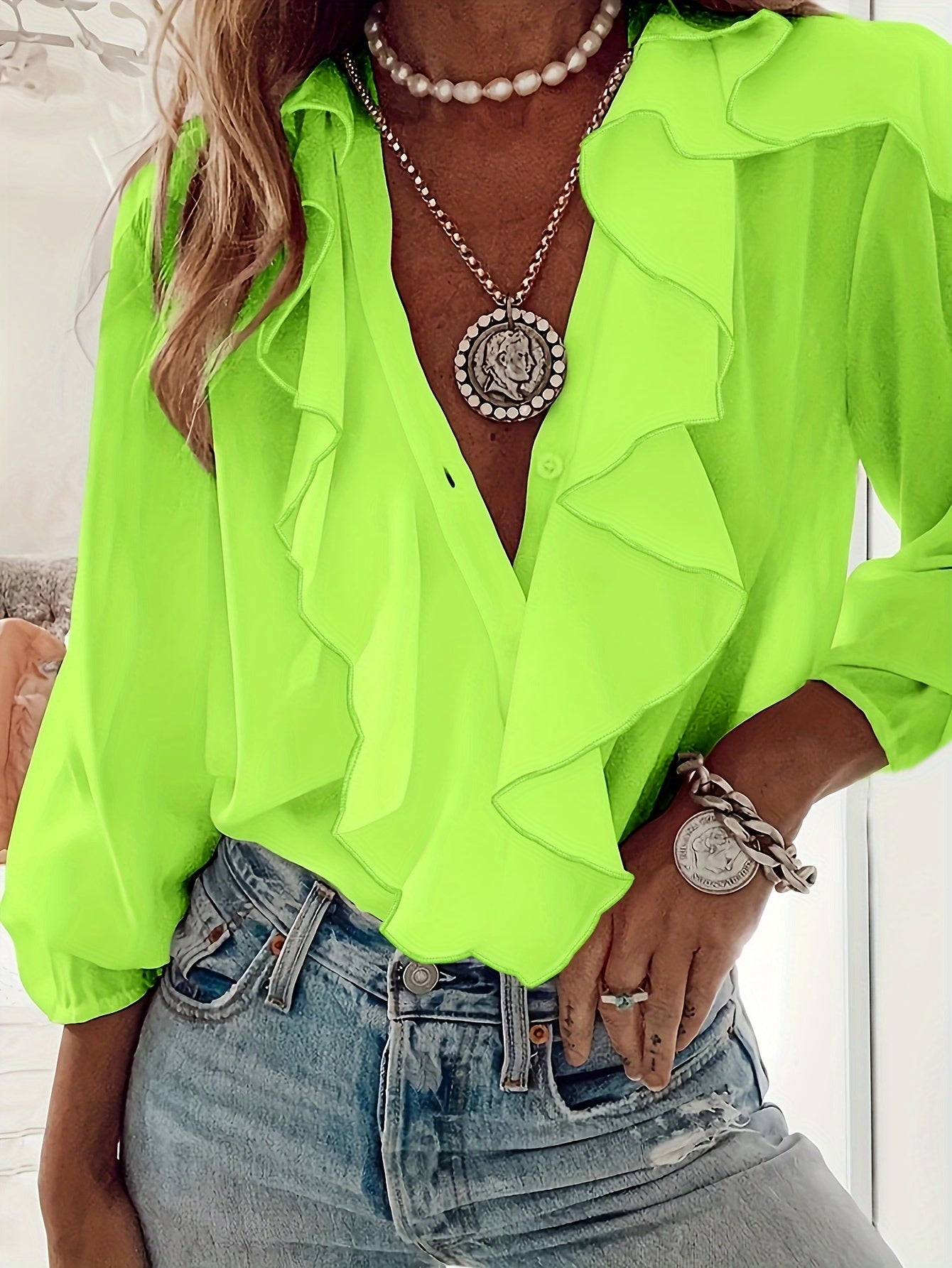 Groene Ruffle Blouse