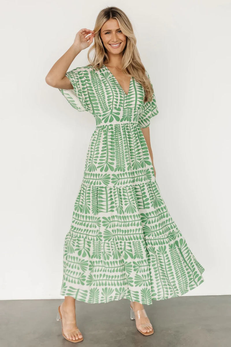 Joyce Plant Print Maxi Dress