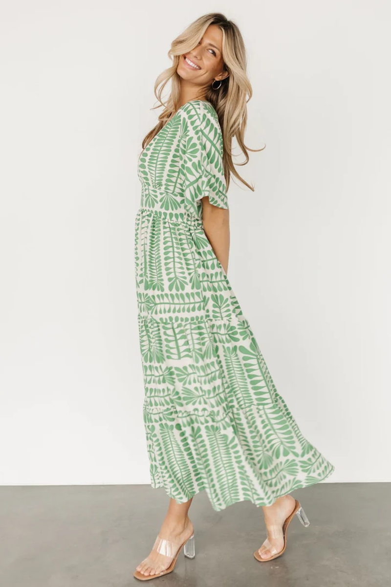 Joyce Plant Print Maxi Dress