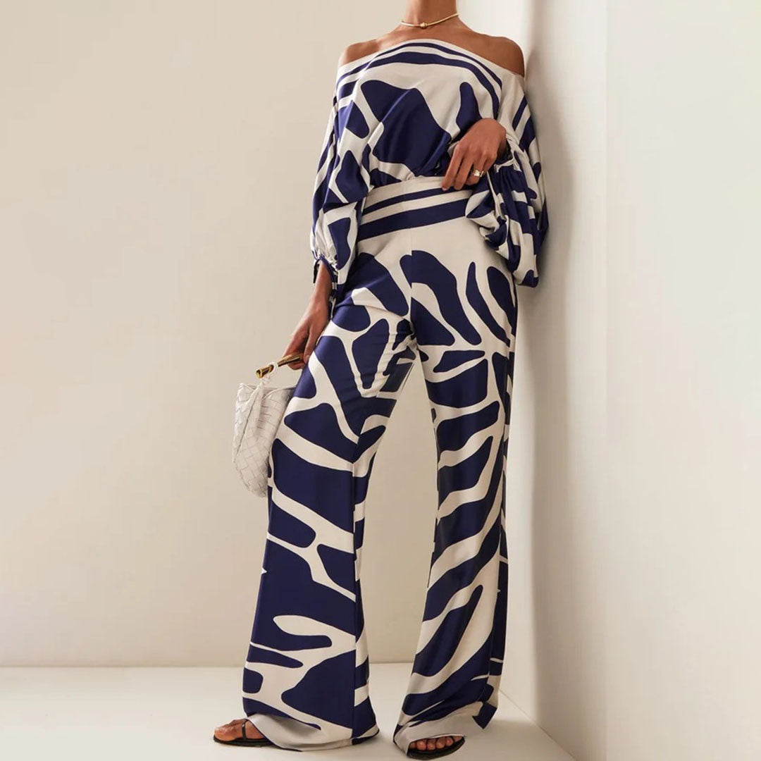 DriDa satijnen off-shoulder tweedelige outfit