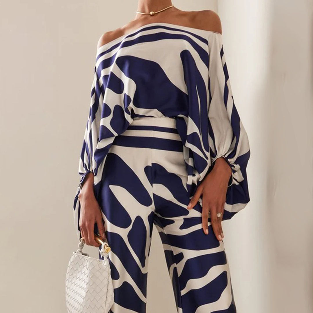 DriDa satijnen off-shoulder tweedelige outfit