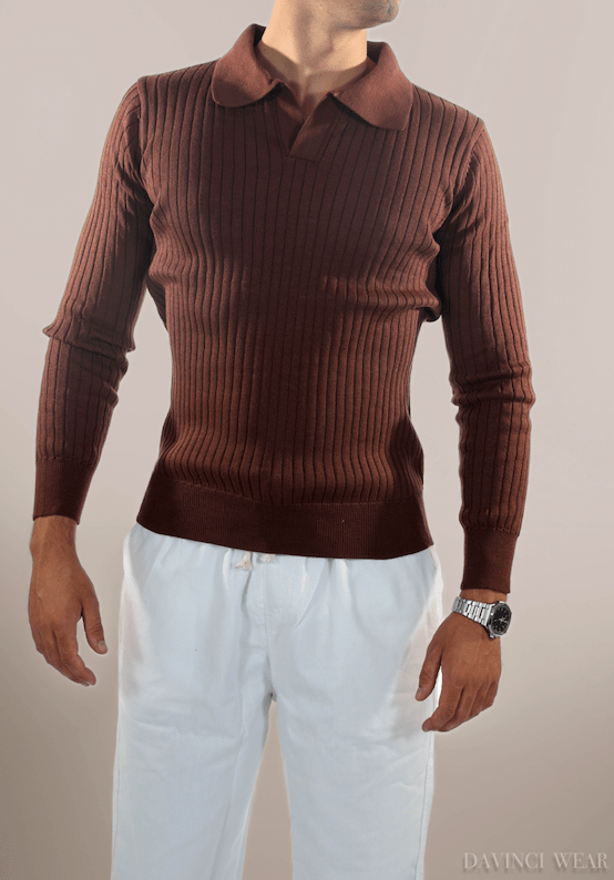 DriDa geribbeld poloshirt met lange mouwen